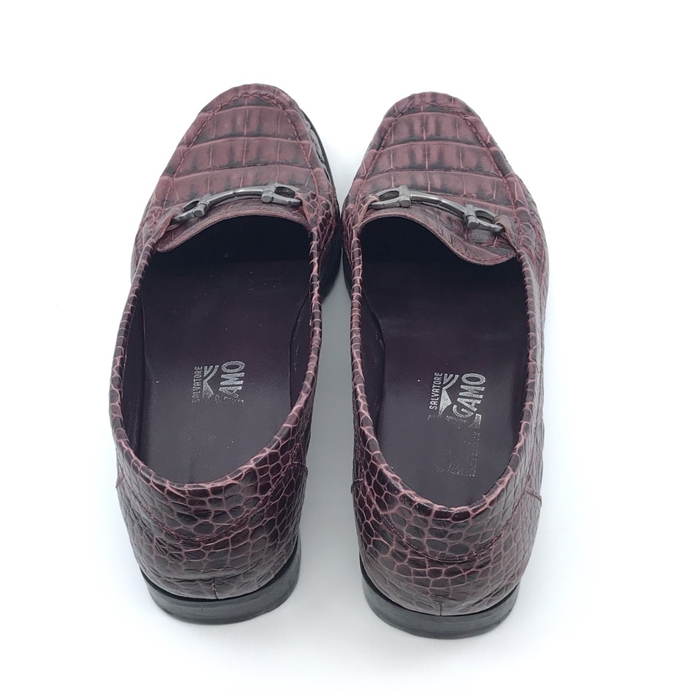 FERRAGAMO PURPLE BLACK CROC LEATHER LOAFER - Picture 4 of 8